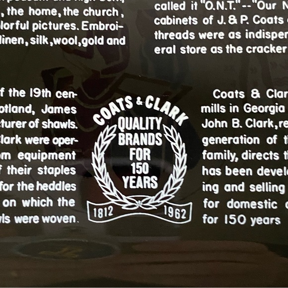 Coats And Clark STORY OF THREADS 1962 Smoky Gray Art Glass Plate Dish Tray 7”x9” - Picture 8 of 12